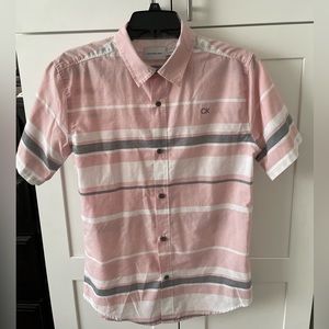 Calvin Klein Jeans Big Boys Multi Horizontal Stripe Short Sleeve Shirt